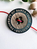 SANTA BUTTON; Santa; Christmas; Holiday; Child's Belief; Memories