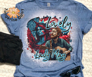 "Lovely Lady May" Soft Style TShirt Vibrant and Over-sized Design Bleached & Sublimated