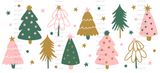 "Soft Pastel Christmas Trees" UV DTF 16oz Glass Can Transfer