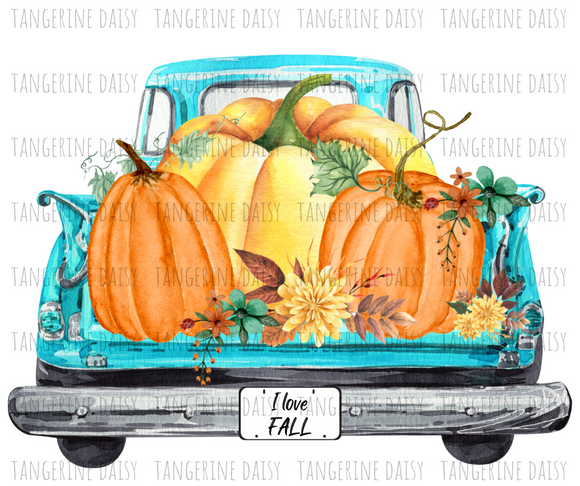 I Love Fall Blue Truck Pumpkins Png,Fall PNG,Fall Sublimation Designs Downloads,Digital Download,Sublimation Graphics,Fall,Blue Truck,Country,Printable Design