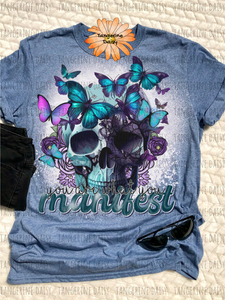 "You are what you Manifest" Soft Style TShirt Vibrant and Over-sized Design Bleached & Sublimated