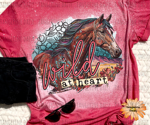 "Wild at Heart" Soft Style TShirt Vibrant and Over-sized Design Bleached & Sublimated