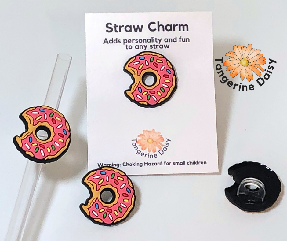 Bitten Strawberry Icing Donut with Sprinkles Straw Charm; Straw Acce –  Tangerine Daisy, LLC