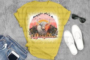 "Maybe She's a Wildflower" Soft Style TShirt Vibrant and Over-sized Design Bleached & Sublimated