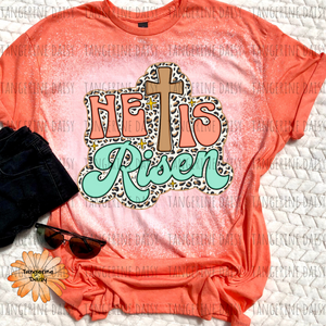 "He Is Risen" Soft Style TShirt Vibrant and Over-sized Design Bleached & Sublimated