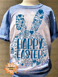 "Happy Easter" Soft Style TShirt Vibrant and Over-sized Design Bleached & Sublimated