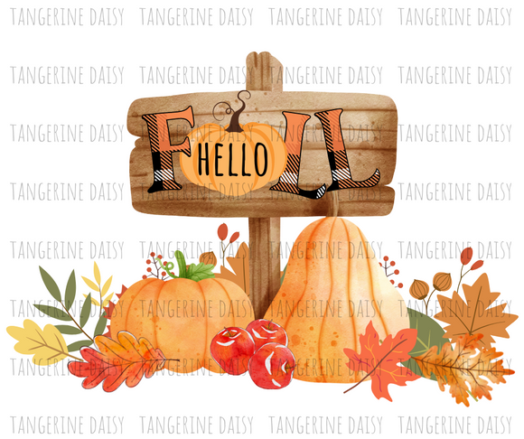 Hello Fall Png,Fall PNG,Fall Sublimation Designs Downloads,Digital Download,Sublimation Graphics, Fall Pumpkin,Fall,Printable Design