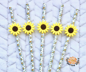 10" Sunflower Themed STRAW & CHARM SETS