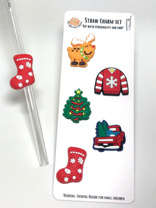 " Christmas Stocking Straw Charm Combo" Straw Charm; Straw Accessory; Straw Topper; Christmas; Holiday;