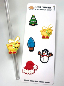 "Reindeer Straw Charm Combo" Straw Charm; Straw Accessory; Straw Topper; Christmas; Holiday;