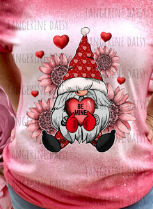 "Gnome Be Mine" Soft Style TShirt Vibrant and Over-sized Design Bleached & Sublimated