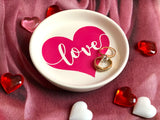 "LOVE" Trinket Tray; Ceramic Jewelry Dish Durable Lightweight and decor friendly