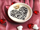 "LOVE Heart" Trinket Tray; Ceramic Jewelry Dish Durable Lightweight and decor friendly