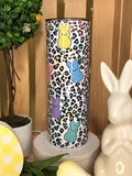 "Leopard Print Colorful Bunnies" 20oz Steel Double Wall Vacuum Insulated Tumbler