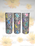 "Leopard Print Colorful Bunnies" 20oz Steel Double Wall Vacuum Insulated Tumbler