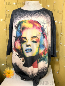 "Marilyn Monroe" Soft Style TShirt Vibrant and Over-sized Design Bleached & Sublimated