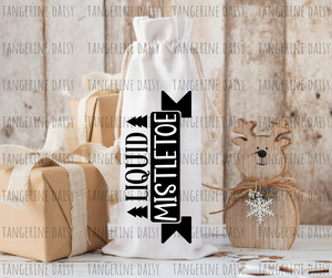 Liquid Mistletoe Canvas Wine Bottle Bag with drawstring, Reusable, Durable, Gift Giving, Complete your bottle of wine