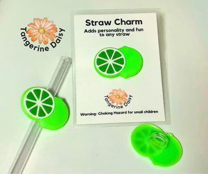 "Lime" Straw Charm; Straw Accessory; Straw Topper