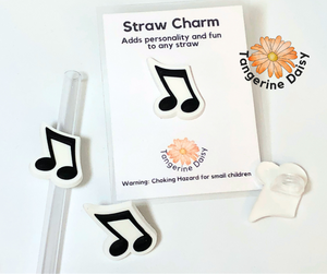 Musical Note" Straw Charm; Straw Accessory; Straw Topper