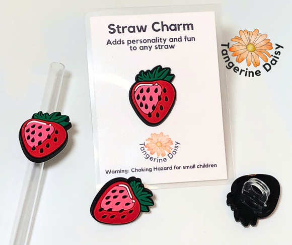 Red Pink Strawberry Straw Charm; Straw Accessory; Straw Topper – Tangerine  Daisy, LLC