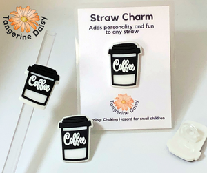 "Black White Coffee" Straw Charm; Straw Accessory; Straw Topper