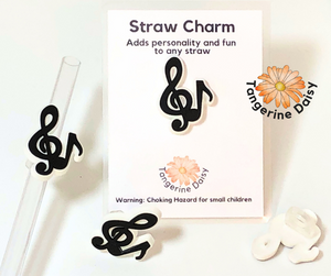 "Musical Notes" Straw Charm; Straw Accessory; Straw Topper