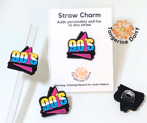 "Purple 90's" Straw Charm; Straw Accessory; Straw Topper