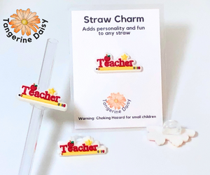 "Teacher with pencil" Straw Charm; Straw Accessory; Straw Topper