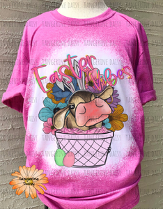 "Easter Vibes" Soft Style TShirt Vibrant and Over-sized Design Bleached & Sublimated